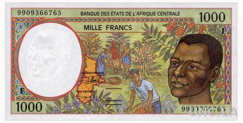 ЦЕНТРАЛЬНАЯ АФРИКА 302Ff CENTRAL AFRICAN STATES CENTRAL AFRICAN REPUBLIC 1000 FRANCS 1999 Unc
