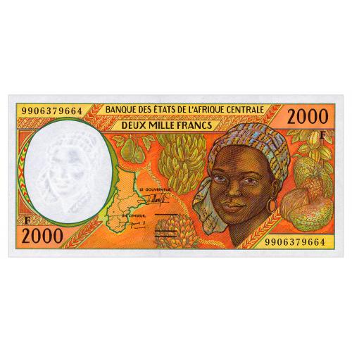 ЦЕНТРАЛЬНАЯ АФРИКА 303Ff CENTRAL AFRICAN STATES CENTRAL AFRICAN REPUBLIC 2000 FRANCS 1999 Unc