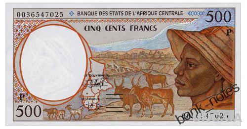ЦЕНТРАЛЬНАЯ АФРИКА 601Pg CENTRAL AFRICAN STATES CHAD 500 FRANCS 2000 Unc