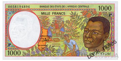 ЦЕНТРАЛЬНАЯ АФРИКА 602Pg CENTRAL AFRICAN STATES CHAD 1000 FRANCS 2000 Unc