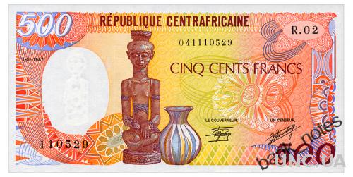ЦЕНТРАЛЬНО АФРИКАНСКАЯ РЕСПУБЛИКА 14c CENTRAL AFRICAN REPUBLIC 500 FRANCS 1987 Unc