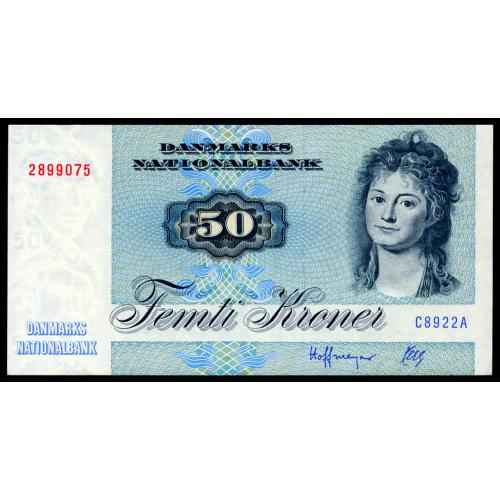 ДАНИЯ 50j DENMARK HOFFMEYER-HERLY; 50 KRONER 1992 Unc