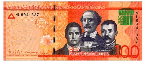 ДОМИНИКАНА 190 DOMINICAN REPUBLIC 100 PESOS DOMINICANOS 2019 Unc