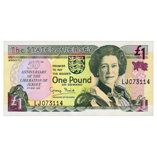 ДЖЕРСИ 25 JERSEY ЮБИЛЕЙНАЯ 1 POUND 1995 Unc