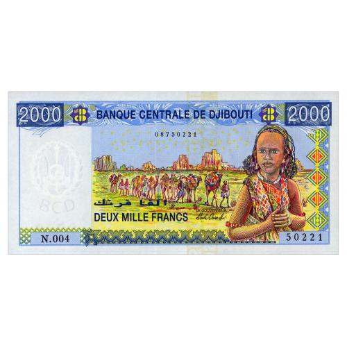 ДЖИБУТИ 43(2) DJIBOUTI BANQUE CENTRALE 2000 FRANCS ND(2008) Unc