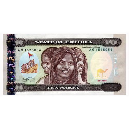 ЭРИТРЕЯ 3 ERITREA 10 NAKFA 1997 Unc