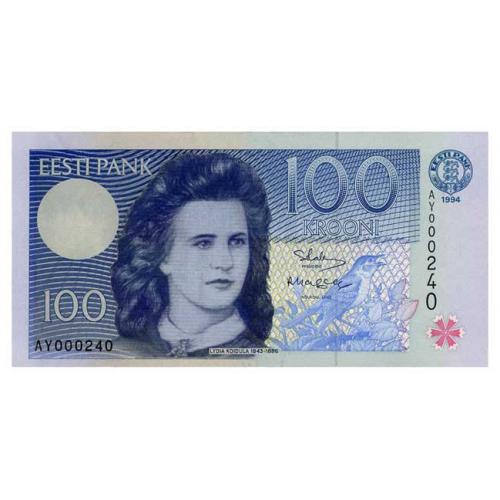 ЭСТОНИЯ 76a ESTONIA СЕРИЯ BU 5 KROONI 1994(1997) Unc