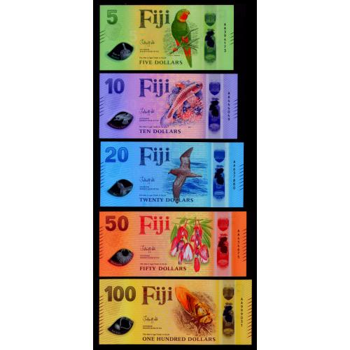 ФИДЖИ W125-129 FIJI SET 5 BANKNOTES 5-10-20-50-100 DOLLARS 2026 Unc