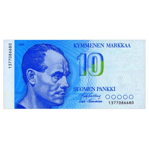 ФИНЛЯНДИЯ 113a(11) FINLAND 10 MARKKAA 1986 Unc