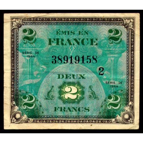 ФРАНЦИЯ 114b FRANCE MILITARY PAYMENT CERTIFICATE 2 FRANCS 1944 Unc