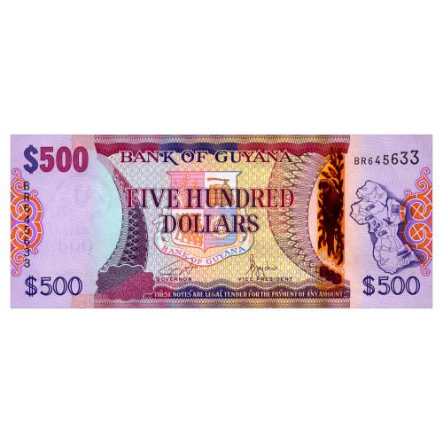 ГАЙАНА 37(3) GUYANA 500 DOLLARS ND(2024) Unc