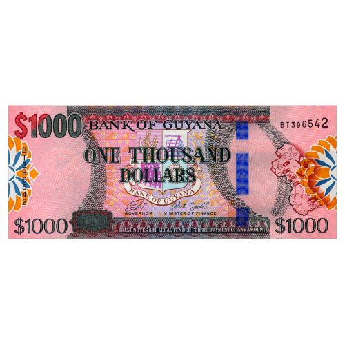ГАЙАНА 38c GUYANA BOBIND GANGA - WINSTON JORDAN 1000 DOLLARS ND(2019) Unc