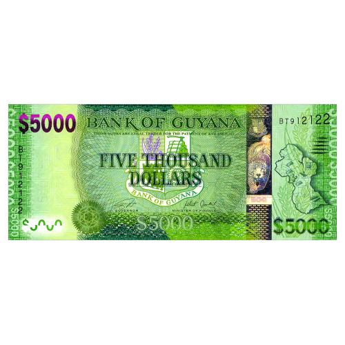 ГАЙАНА 40a(2) GUYANA BOBIND GANGA - WINSTON JORDAN 5000 DOLLARS ND(2018) Unc