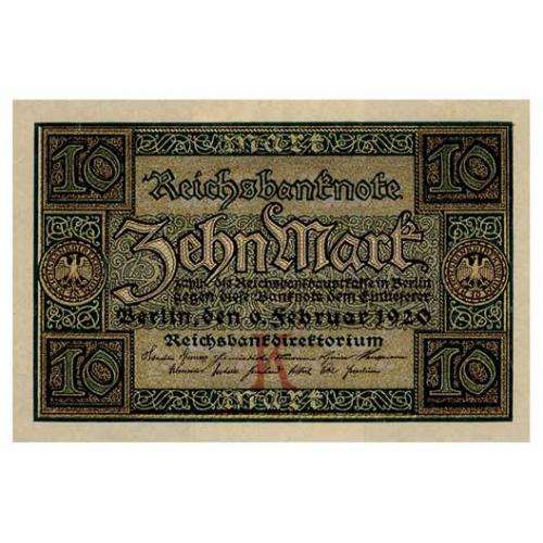 ГЕРМАНИЯ 67a GERMANY Ro63A 10 MARK 1920 Unc