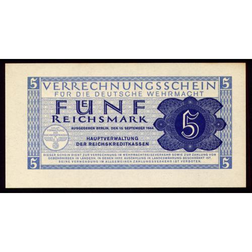 ГЕРМАНИЯ M39 GERMANY WERMACHT 5 REICHSMARK 1944 Unc