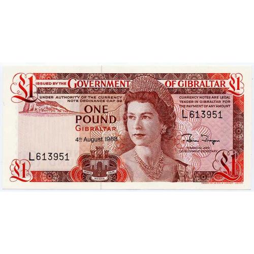 ГИБРАЛТАР 20e GIBRALTAR 1 POUND 1988 Unc
