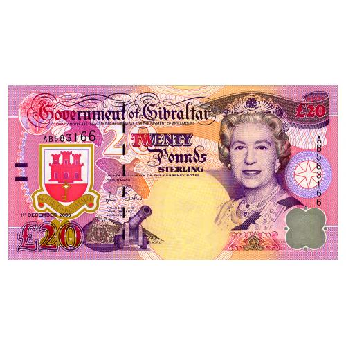 ГИБРАЛТАР 33 GIBRALTAR 20 POUNDS 2006 Unc