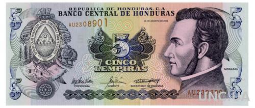 ГОНДУРАС 85d HONDURAS 5 LEMPIRAS 2004 Unc