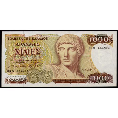 ГРЕЦИЯ 202 GREECE; № 654803; 1000 DRACHMAI 1987; aUnc