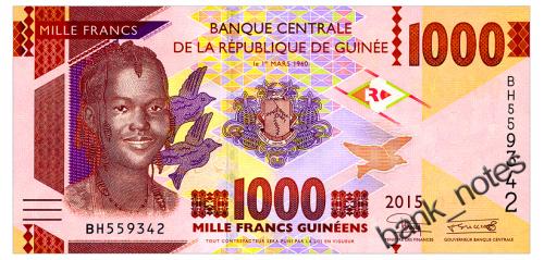 ГВИНЕЯ 48a GUINEA 1000 FRANCS 2015 Unc