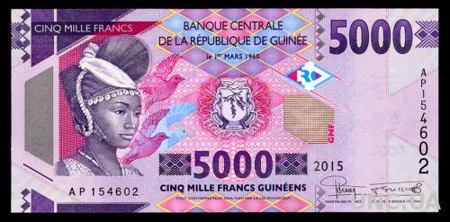 ГВИНЕЯ 49 GUINEA 5000 FRANCS 2015 Unc