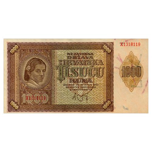 ХОРВАТИЯ 4 CROATIA 1000 KUNA 1941 Unc