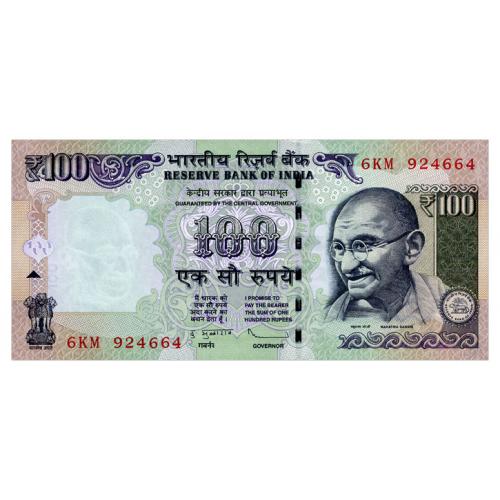 ИНДИЯ 105c INDIA w/o LETTER, SIGN. SUBBARAO 100 RUPEES 2012 Unc