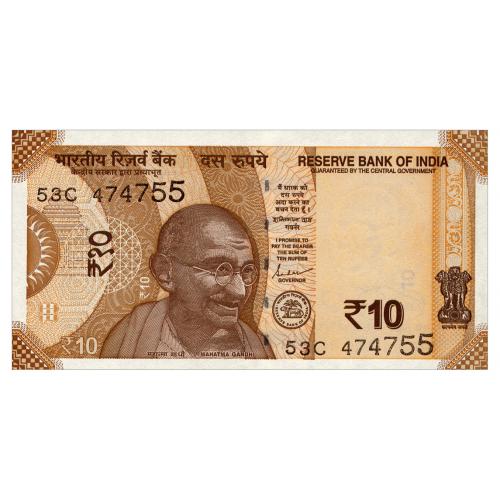 ИНДИЯ 109 INDIA; w/o LETTER; SHAKTIKANTA DAS; 10 RUPEES 2022; Unc