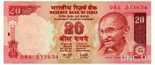 ИНДИЯ 89Ad INDIA LETTER A, SIGN Y.V. REDDY 20 RUPEES ND(2002) Unc