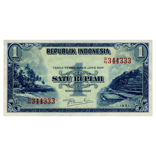 ИНДОНЕЗИЯ 38 INDONESIA 1 RUPIAH 1951 Unc