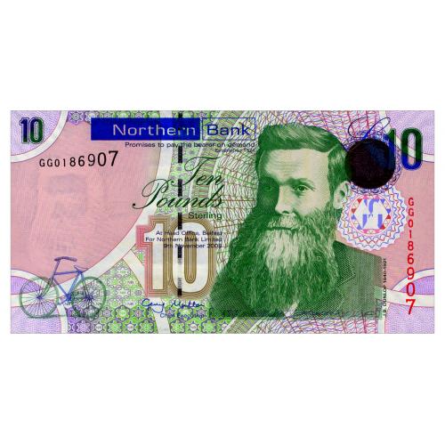 ИРЛАНДИЯ 210a IRELAND NORTHERN; NORTHERN BANK; 10 POUNDS 2008; Unc