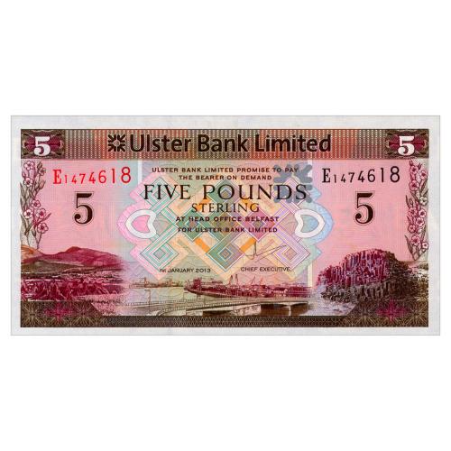 ИРЛАНДИЯ 340b IRELAND NORTHERN ULSTER BANK 5 POUNDS 2013 Unc