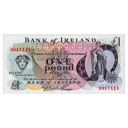ИРЛАНДИЯ 65 IRELAND NORTHERN; BANK OF IRELAND; H917111; 1 POUND ND(1980); Unc