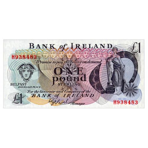 ИРЛАНДИЯ 65 IRELAND NORTHERN; BANK OF IRELAND; H938483; 1 POUND ND(1980); Unc