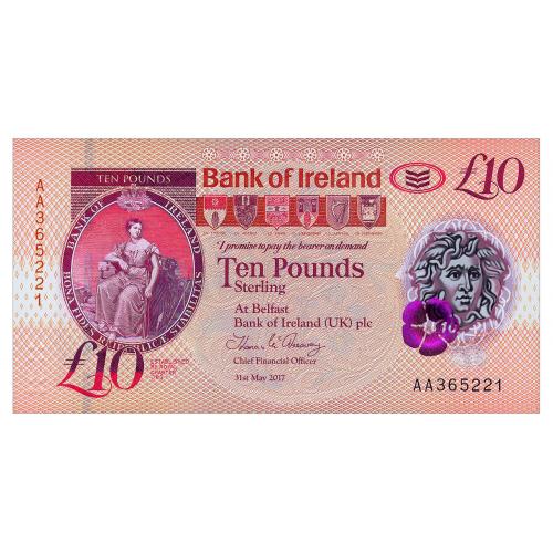 ИРЛАНДИЯ W91 IRELAND NORTHERN BANK OF IRELAND 10 POUNDS 2017 Unc