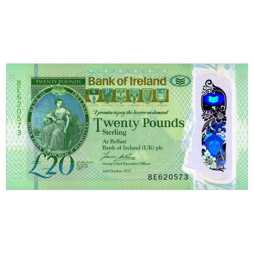 ИРЛАНДИЯ W92 IRELAND NORTHERN BANK OF IRELAND 20 POUNDS 2017 Unc