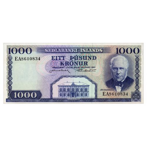 ИСЛАНДИЯ 46a(11) ICELAND J. NORDAL-G. HJARTARSON 10000 KRONUR 1961 aUnc