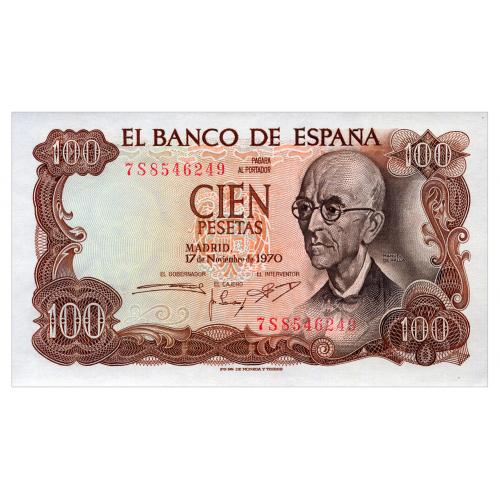 ИСПАНИЯ 152 SPAIN 100 PESETAS 1970 Unc