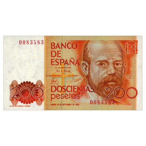 ИСПАНИЯ 156 SPAIN; w/o SERIES; 200 PESETAS 1980; Unc