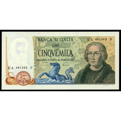 ИТАЛИЯ 102b ITALY 5000 LIRE 1973 Unc