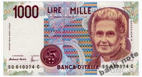 ИТАЛИЯ 114c ITALY 1000 LIRE 1990 Unc