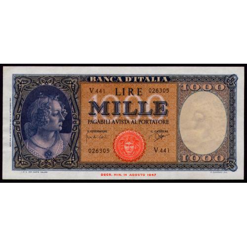 ИТАЛИЯ 88d ITALY 1000 LIRE 1961 XF