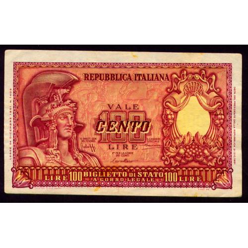 ИТАЛИЯ 92a ITALY 100 LIRE 1951