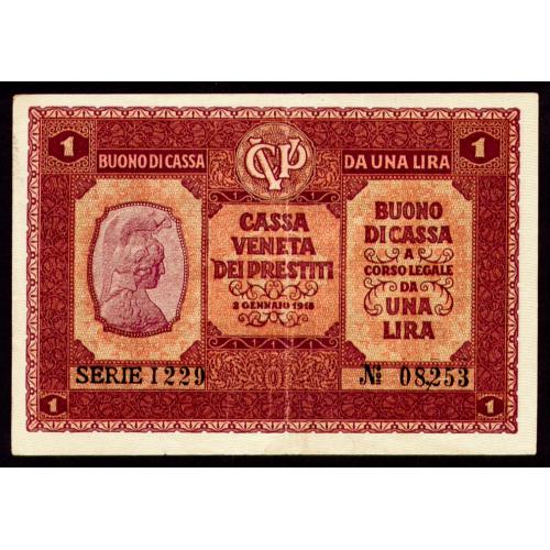 ИТАЛИЯ M4(1) ITALY 1 LIRE 1918 F/VF