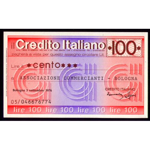 ИТАЛИЯ PNL ITALY CREDITO ITALIANO; BOLOGNA 100 LIRE 21.06.1976 Unc