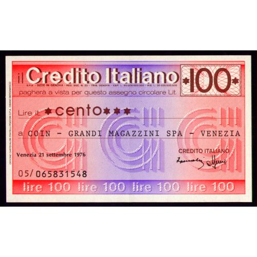 ИТАЛИЯ PNL ITALY CREDITO ITALIANO; VENEZIA 100 LIRE 21.06.1976 Unc