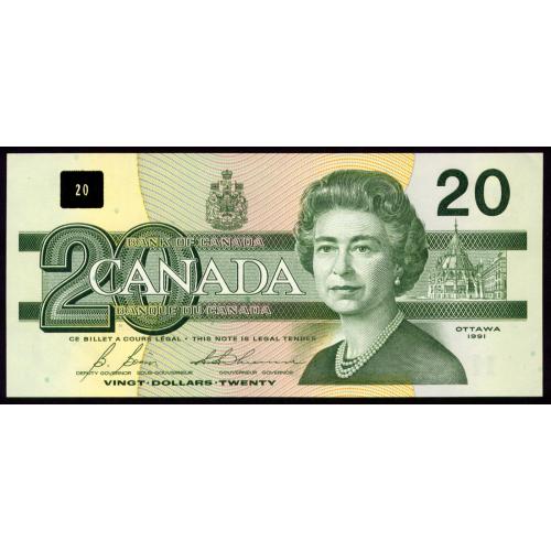 КАНАДА 97b CANADA BONIN-THIESSEN 20 DOLLARS 1991 Unc