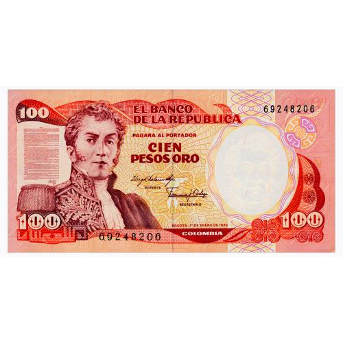 КОЛУМБИЯ 426a COLOMBIA 100 PESOS ORO 1983 Unc
