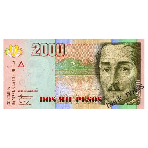 КОЛУМБИЯ 457y COLOMBIA 2000 PESOS 2014 Unc