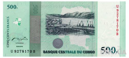 КОНГО 100 CONGO DEMOCRATIC REPUBLIC ЮБИЛЕЙНАЯ 500 FRANCS 2010 Unc
